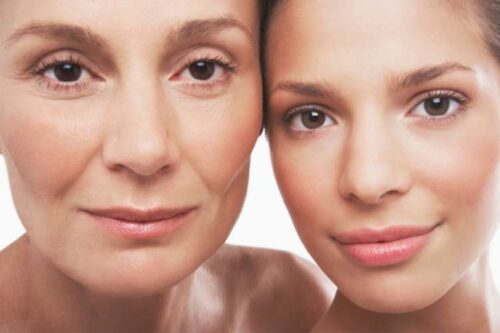 Close-up of a mother and daughter, with a focus on their eyes